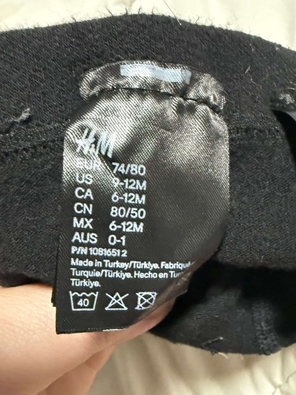 H&M Black Unisex Baby Tights 6-12 Months Textured - Picture 2 of 4